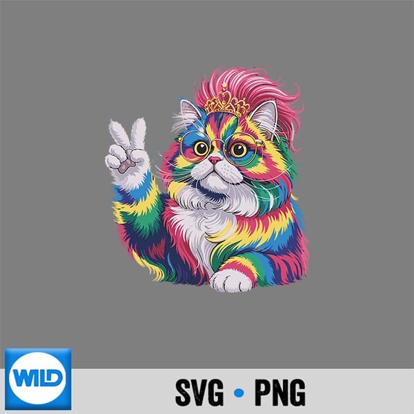Tie Dye Peace Sign Hippie Retro Princess Cat Silhouette SVG PNG 1 Tie Dye Peace Sign Hippie Retro Princess Cat Silhouette SVG PNG