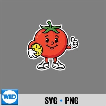 Tomato Soccer Player Cute Sports Character Silhouette SVG PNG Cut File PNG