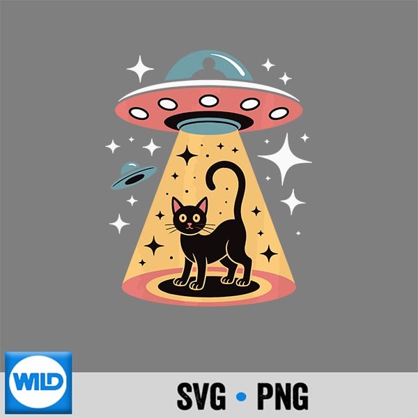 Ufo Abducting Cat Mid Century Atomic Age Sci Fi Art Digital Design 1 Ufo Abducting Cat Mid Century Atomic Age Sci Fi Art Digital Design
