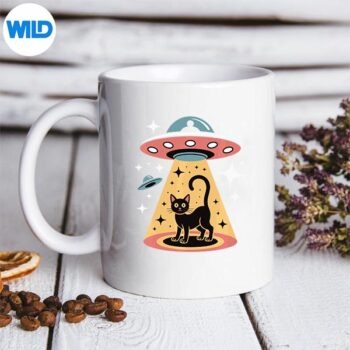 Ufo Abducting Cat Mid Century Atomic Age Sci Fi Art Digital Design 5 UfoAbductingCatMidCenturyAtomicAgeSciFiArtmug