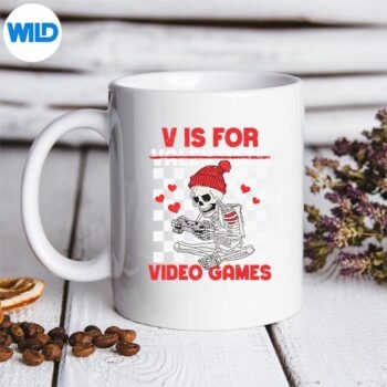 VIsForVideoGamesValentinesSkeletonGamermug