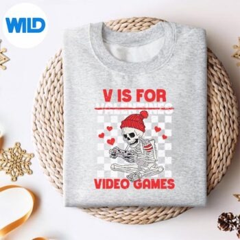 VIsForVideoGamesValentinesSkeletonGamersweater