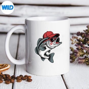 ValentineFishingBassHeartSunglassesmug