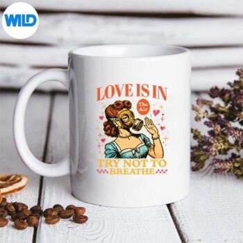 ValentineGasMaskLoveIsInTheAirmug