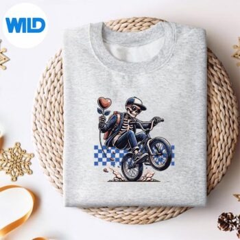 ValentineSkeletonRidingABmxBikeValentinePartysweater