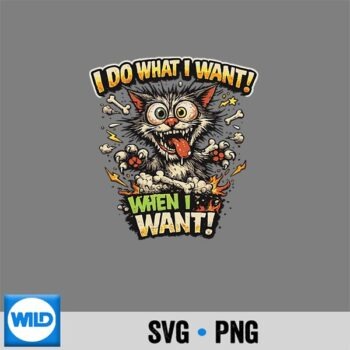 Wild Comic Cat Crazy Cartoon Cat Design for Cricut PNG