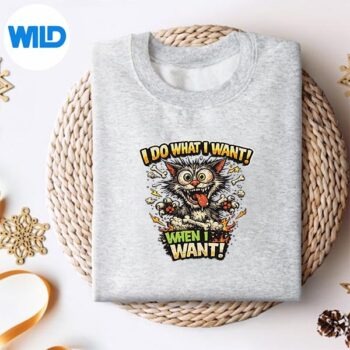 Alternative view of Wild Comic Cat Crazy Cartoon Cat Design for Cricut PNG