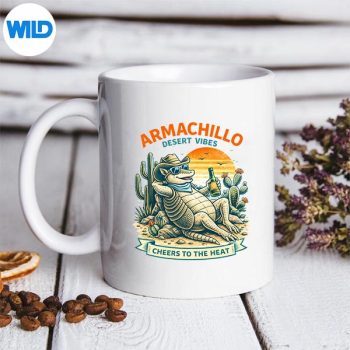 ArmachilloDesertVibesCheerstotheHeatCowboyArmadilloSummerDesertAnimalmug