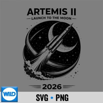 Artemis II 2026 Rocket Launch Space Mission Sketch Moon Exploration SVG PNG