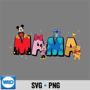 Disney Mama Mickey Minnie Stitch Winnie The Pooh SVG PNG