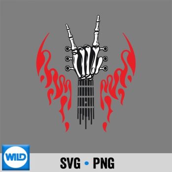 Funny Guitar Skeleton Rock Hand SVG PNG