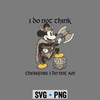 Gaming, Funny Mickey Viking Gamer I Do Not Think Therefore I Do Not Am SVG PNG
