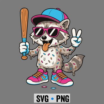 Funny Trash Panda Raccoon Baseball SVG PNG