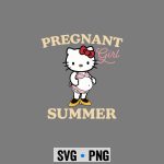 Pregnancy, Hello Kitty Mom Pregnant Girl Summer Funny Baby Announcement SVG PNG