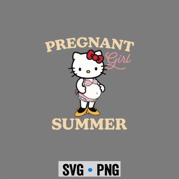 Pregnancy, Hello Kitty Mom Pregnant Girl Summer Funny Baby Announcement SVG PNG