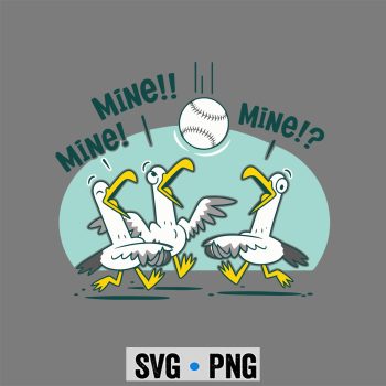 Mine Seagull Funny Bird Playing Baseball SVG PNG