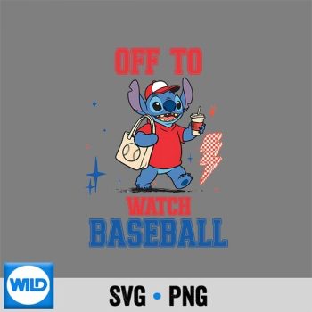 Off to Watch Baseball Funny Softball Stitch Game Day Sports SVG PNG
