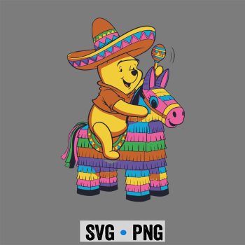 Pooh Bear Riding Pinata Cinco De Mayo Winnie Fiesta SVG PNG