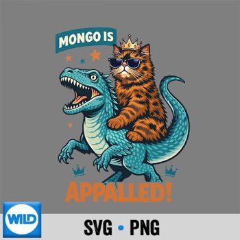 Retro Mongo is Appalled Princess Cat Riding Dinosaur SVG PNG