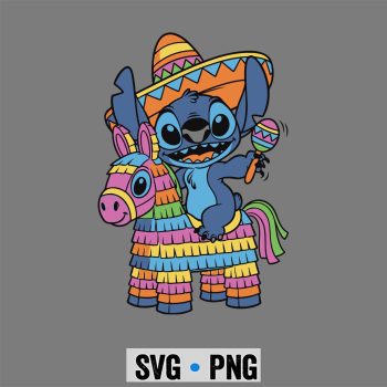 Stitch Riding Pinata Cinco De Mayo Blue Alien Fiesta SVG PNG