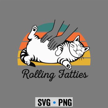 Cat, Chubby Tabby Cat Pure Bread Rolling Fatties Funny Vintage SVG PNG