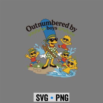 Simpson Mom, Funny Outnumbered By Boys Simpson Mom of Boys Mothers Day SVG PNG