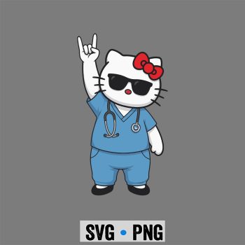 Hello Kitty Nurse SVG, Hello Kitty Nurse Week Appreciation Funny Nurse SVG PNG