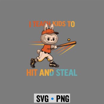 Labubu Teach Baseball SVG, Labubu I Teach Kids to Hit and Steal Baseball SVG PNG