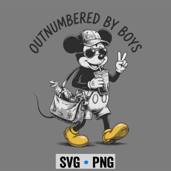 Motherhood, Mickey Outnumbered By Boys Funny Mom Mama SVG PNG