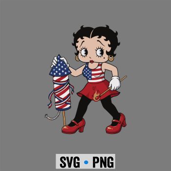 Betty Boop Patriot SVG, Patriotic Betty Boop USA Flag Firework 4th of July SVG PNG