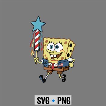 Spongebob Patriotic Sasquatch SVG, Spongebob Patriotic Sasquatch USA Flag Firework 4th of July SVG PNG