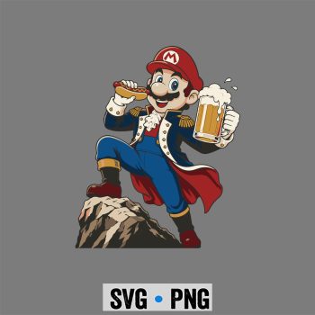 Mario 4th of July SVG, Super Mario Freedom Patriot Hot Dog Beer 4th of July SVG PNG