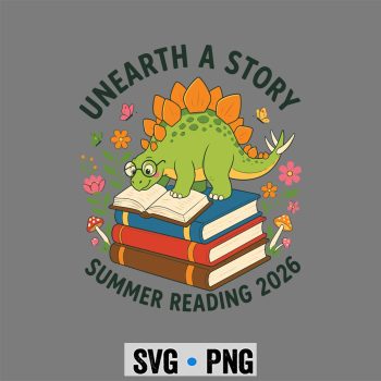 Reading 2026 Dinosaur SVG, Unreath a Story Summer Library Reading 2026 Dinosaur Book SVG PNG
