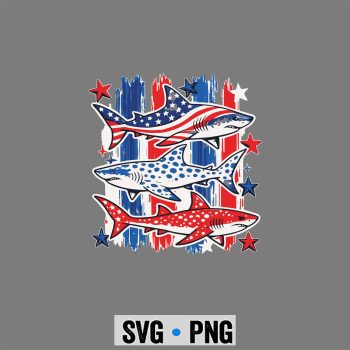 Shark Patriot USA SVG, Patriotic USA American Flag Shark Stars and Stripes SVG PNG