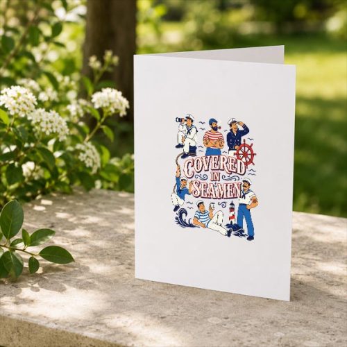 Covered In Seamen Nautical Cartoon Sailors Greeting Card 2 Covered In Seamen Nautical Cartoon Sailors Greeting Card