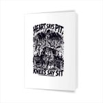 Heart Says Pit Knees Say Sit Skeleton Saying Quote Greeting Card