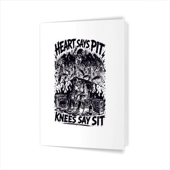 Heart Says Pit Knees Say Sit Skeleton Saying Quote Greeting Card