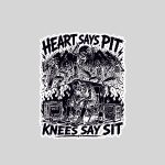 Heart Says Pit Knees Say Sit Skeleton Saying Quote Sticker