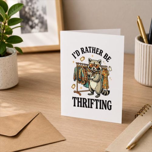 Id Rather Be Thrifting Vintage Greeting Card