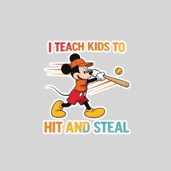 Homepage 119 Mickey I Teach Kids to Hit and Steal Baseball Sticker