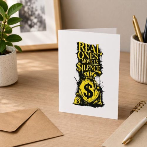 Money Bag Graffiti With Real Ones Move In Silence Greeting Card