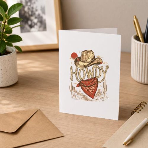 Western Cow Party Howdy Vintage Greeting Card