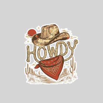 Homepage 183 Western Cow Party Howdy Vintage Sticker
