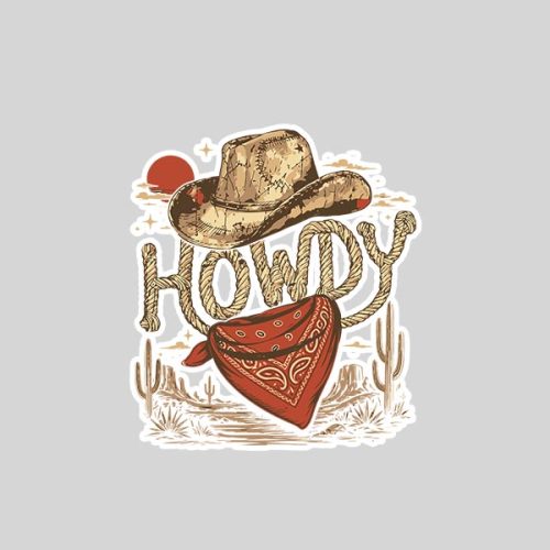 Western Cow Party Howdy Vintage Sticker 1 Western Cow Party Howdy Vintage Sticker